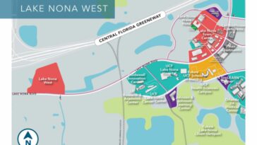 Map of Lake Nona West shopping center in Lake Nona